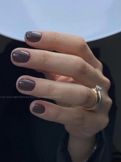 unghie cioccolato monocolore